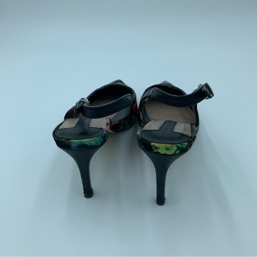 Dorothy Perkins Black Floral Sling Back Shoes Stiletto Heels  Faux Leather UK 7 - Picture 12 of 13